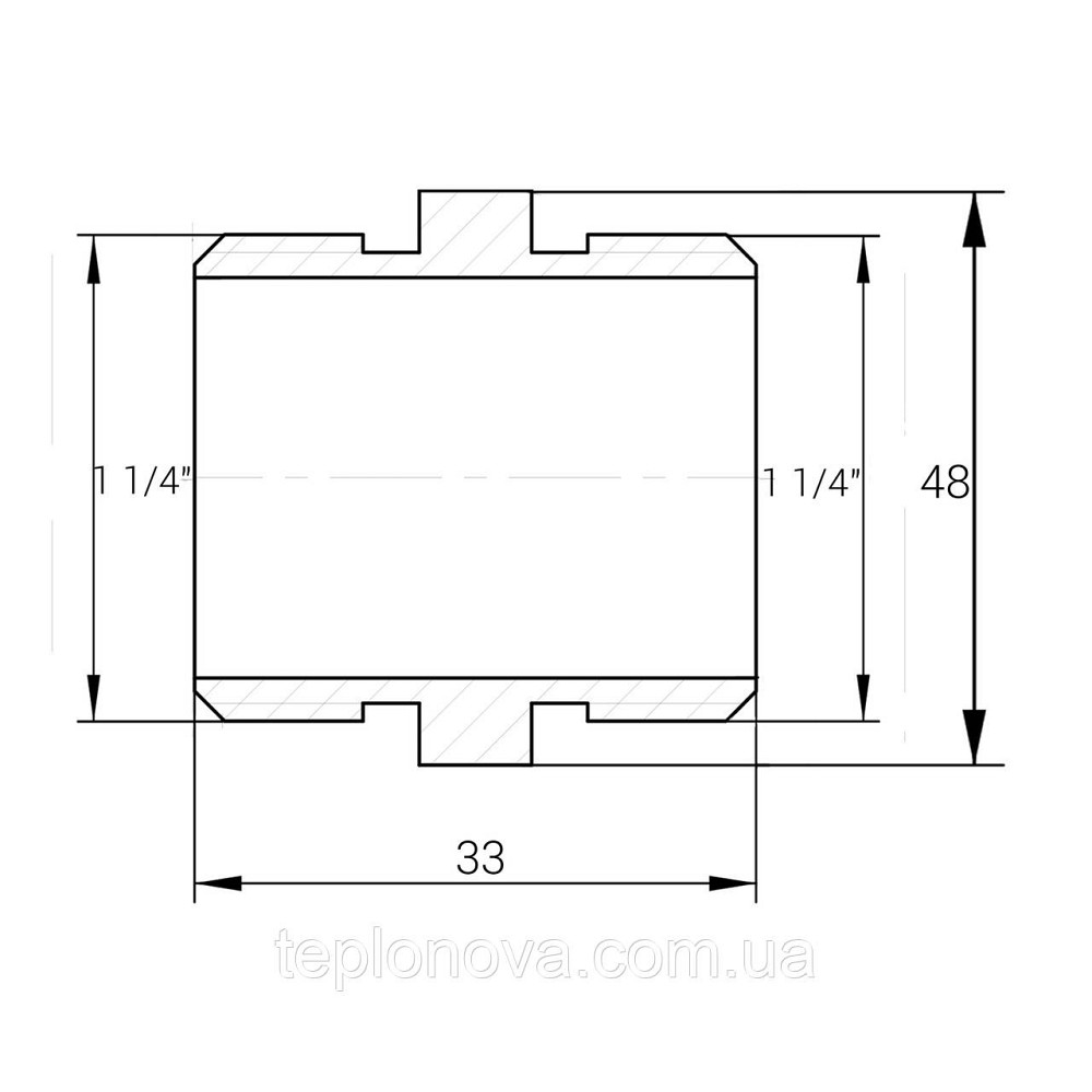 Ниппель никелированный 1 1/4″НР х 1 1/4″НР штампованный А0516А(нк) VA Черновцы - изображение 2