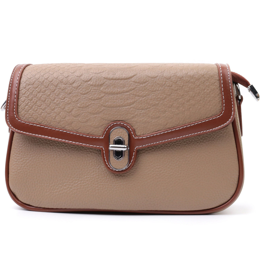 Стильная женская сумка с фактурным клапаном из натуральной кожи Vintage 22620 Бежевая Киев - изображение 3