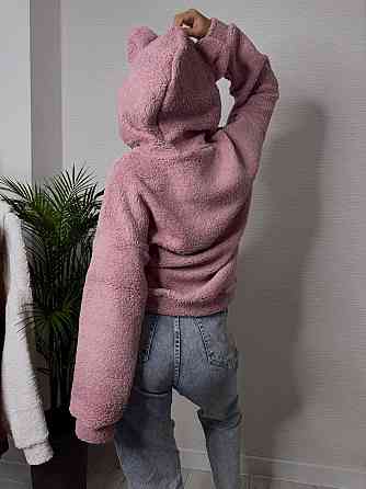 Жіноча тепла плюшева худі з вушками турецьке м'яке хутро Пудра Одеса