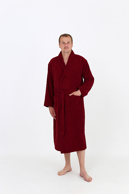 Чоловічий махровий халат Ideal Textile ХL бордовий (56860499) Чернівці - фото 3