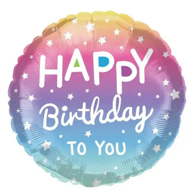 Фольгированный шар happy birthday белый на омбре 18