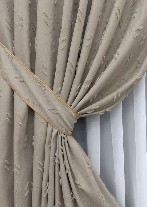 Комплект штор VR-Textil Льон Букле № 1887ш Бежевий 150х270 см 2 шт (33-0917) Київ - фото 5