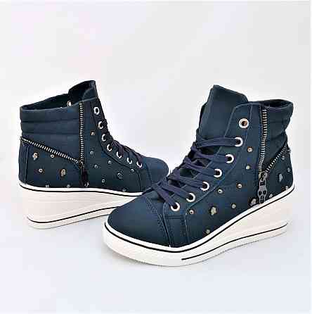 Жіночі Снікери Кросовки на Танкетці Сині Слітони Мокасини на Платформі (розміри: 37,38,39) Дніпро