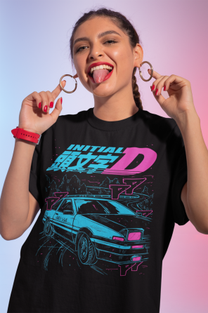 Футболка аниме Інитиал Д Ітсуки Фудживара оверсайз (S/M/L) Черний AnimeJ0634 Днепр