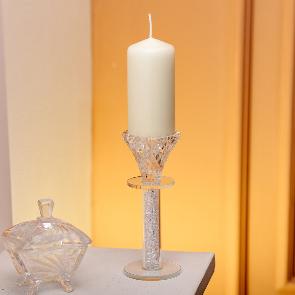 Yiwu Підсвічник скляний на ніжці 6×15 см декоративний прозорий підсвічник на стіл HP-4-61L Киев - изображение 3