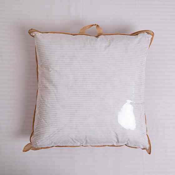 Подушка зі штучного лебединого пуху YouStar Тік смужка - пружна 60x60 см (Білий) з сумкою-чохлом Суми