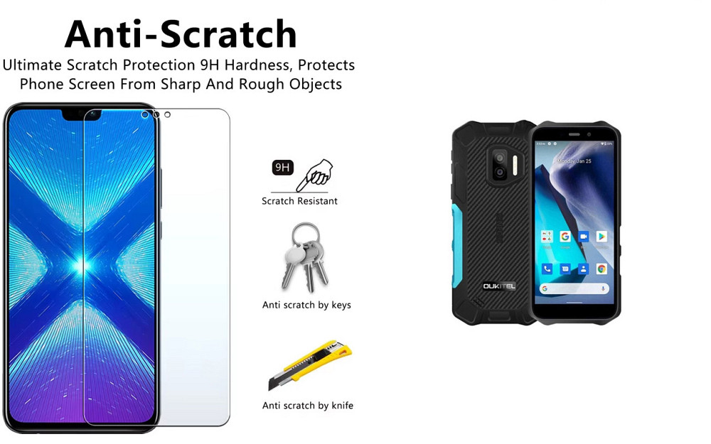 Захисне скло NeoGlass для Oukitel WP12, WP12 Pro – надпрозоре та стійке Київ - фото 1