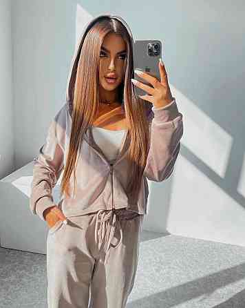 Женский повседневный стильный костюм велюр плюш Мокко, 42/44 Одесса