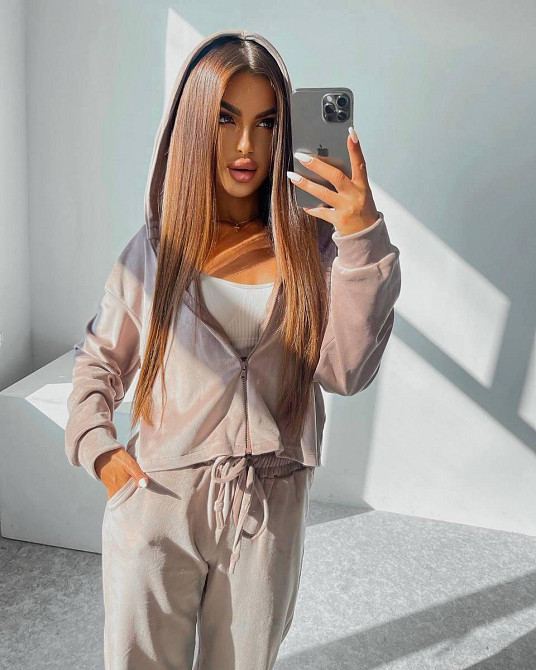 Женский повседневный стильный костюм велюр плюш Мокко, 42/44 Одесса - изображение 2