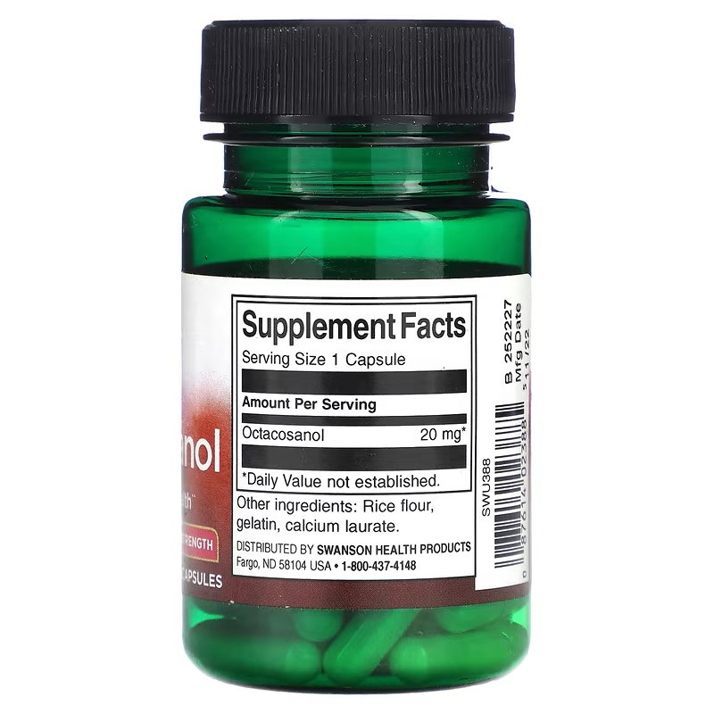 Октакозанол Swanson Octacosanol Maximum Strength 20 mg 30 Capsules Луцк - изображение 2