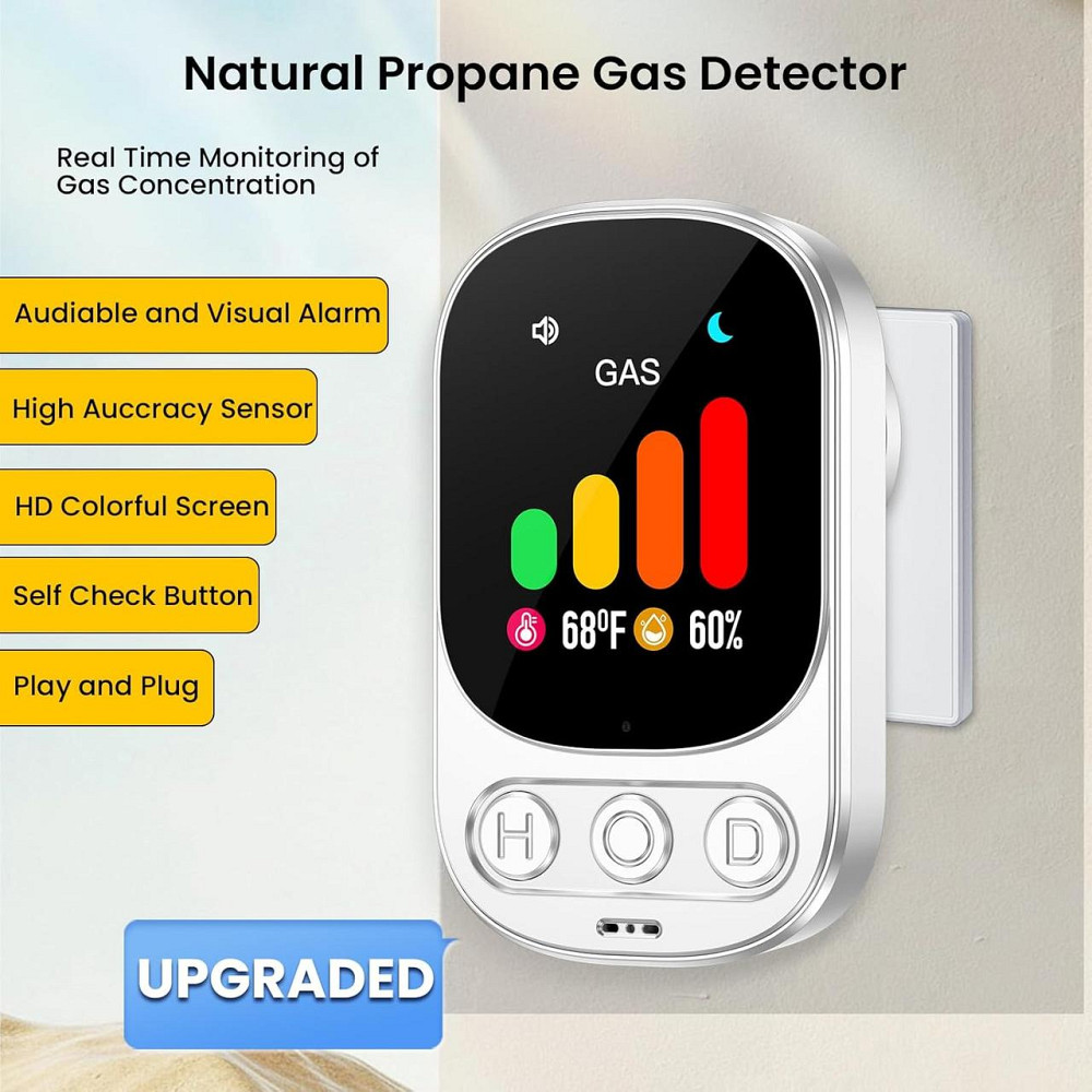 Детектор витоку газу LSENLTY з температурою і вологостю, сигналізатор витоку метану, пропану, газу LPG, LNG Київ - фото 2