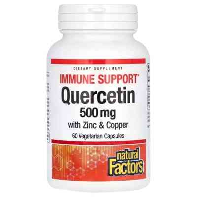 Витаминно-минеральный комплекс Natural Factors Кверцитин с цинком и медью, 500 мг, Quercetin with Zinc & Copper, 60 вег (NFS01385) Винница