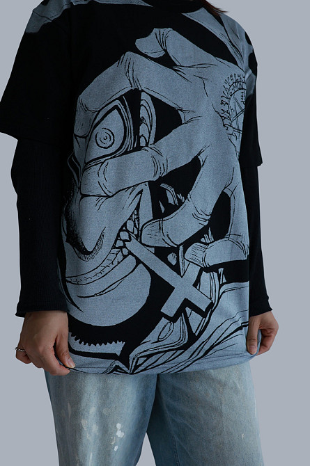 Футболка для хлопчика з принтом аніме Аніме Хеллсінг Ултімате Алукард оверсайз (зріст від 165 до 180) Чорний Дніпро - фото 3