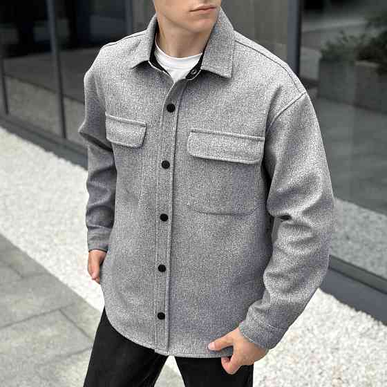 Тепла чоловіча сорочка Pobedov Mars. Сорочка-пальто осіння сіра Київ