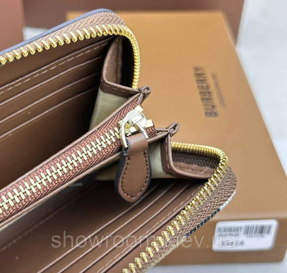 Жіночий шкіряний гаманець на блискавці Burberry (3341) brown Київ - фото 8