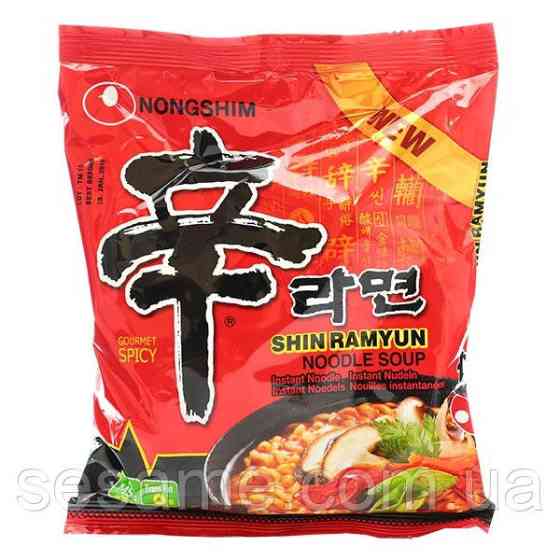 Корейская лапша быстрого приготовления Острая с грибами Nongshim Shin Ramyun noodle soup Рамён 120 г Харьков