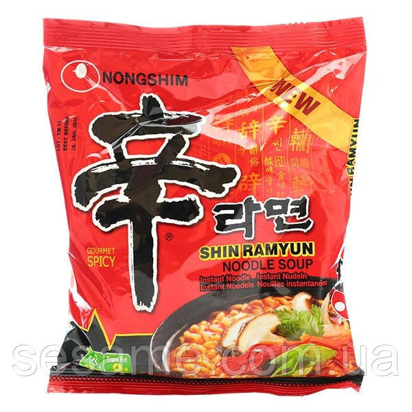 Корейська локшина швидкого приготування Гостра з грибами Nongshim Shin Ramyun noodle soup Рамен 120  Харків - фото 1