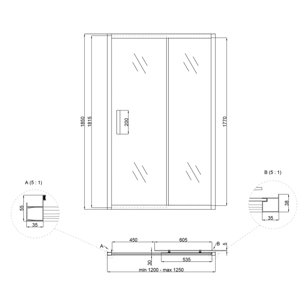Душові двері в нішу Lidz Aria SD120x185.CRM.FR, скло Frost 5 мм Київ - фото 2