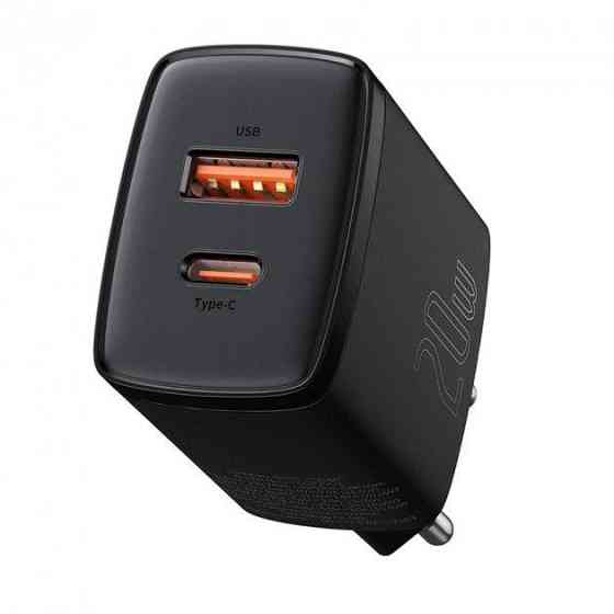 Мережевий зарядний пристрій Baseus Compact Quick Charger U+C 20W EU, колір чорний CCXJ-B01 Одеса