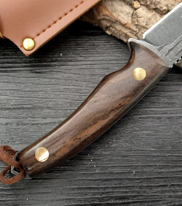 Походний ніж, ніж для полювання, рибацький ніж, ніж для кемпінга та природи, 20 см, нержавіюча сталь, коричневий Київ - фото 7