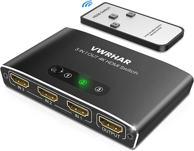 Перемикач розгалужувач HDMI SWITCH VWRHAR HW-006автоматичний алюмінієвий 4K HDMI 3 в 1 UHD з пультом Дніпро - фото 1