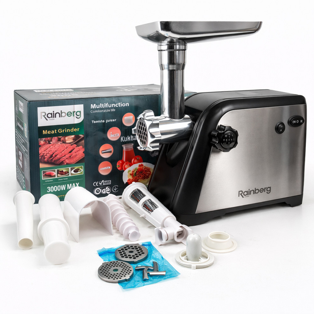 Електрична м'ясорубка нержавіюча Rainberg, М'ясорубка 2000 Вт Домашня електром' CM-27 Львів - фото 17