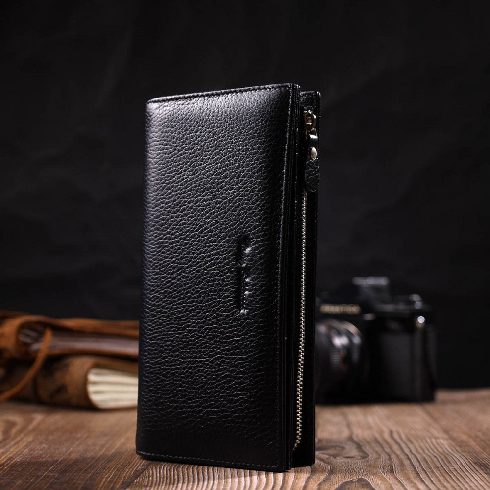 Практичний жіночий клатч з блоком для кредитних карток з натуральної шкіри Tony Bellucci 22033 Чорний Київ - фото 3