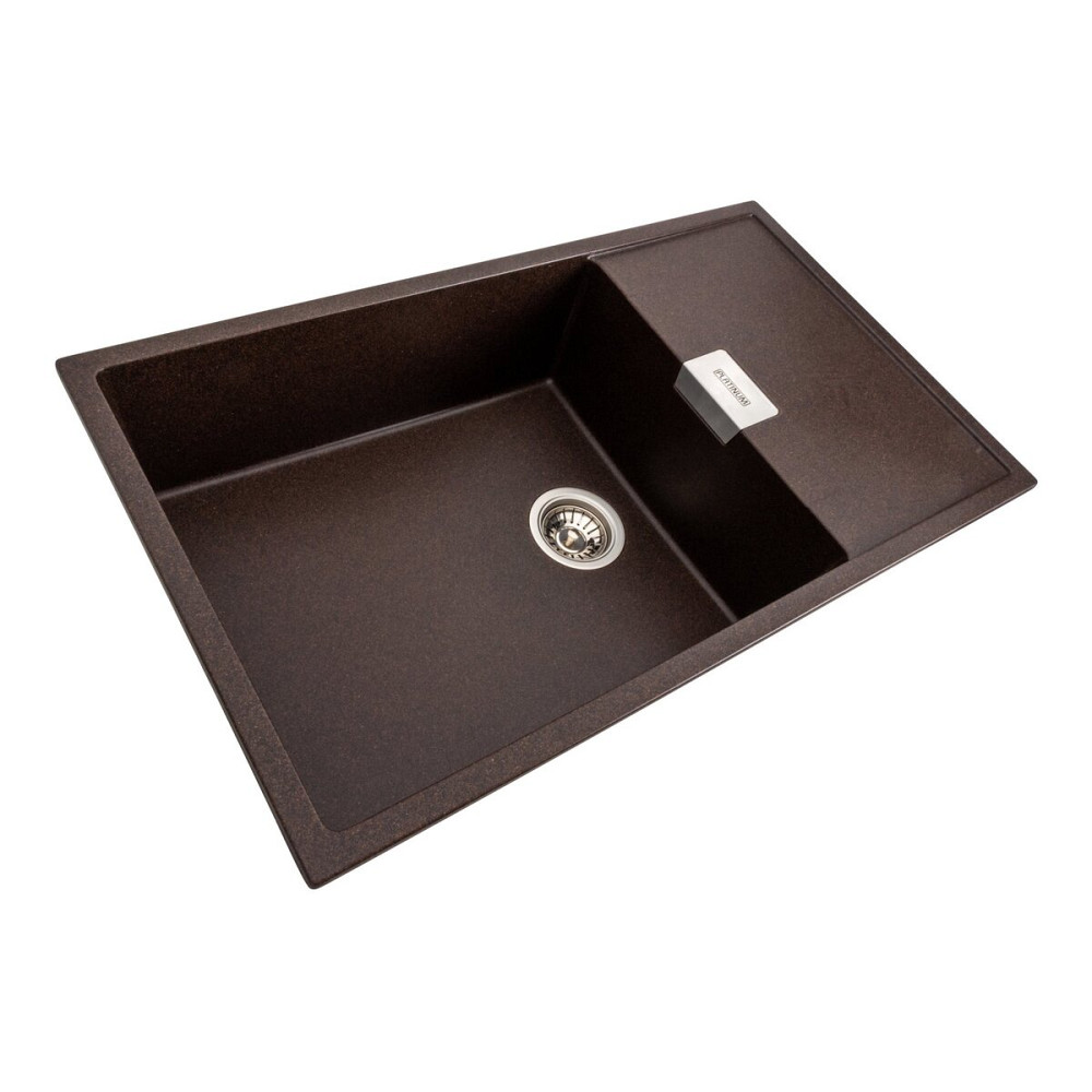 Гранітна мийка для кухні Platinum 8650 DIAMOND матова Шоколад Коломия - фото 2