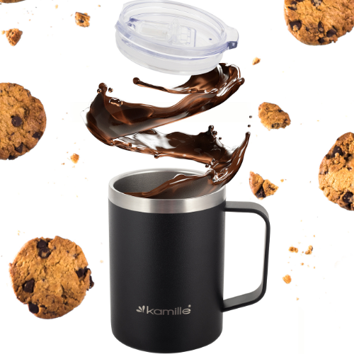 Термочашка 360мл з покриттям "soft-touch" нержавіюча сталь чорний KAMILLE 2159 Житомир - фото 4