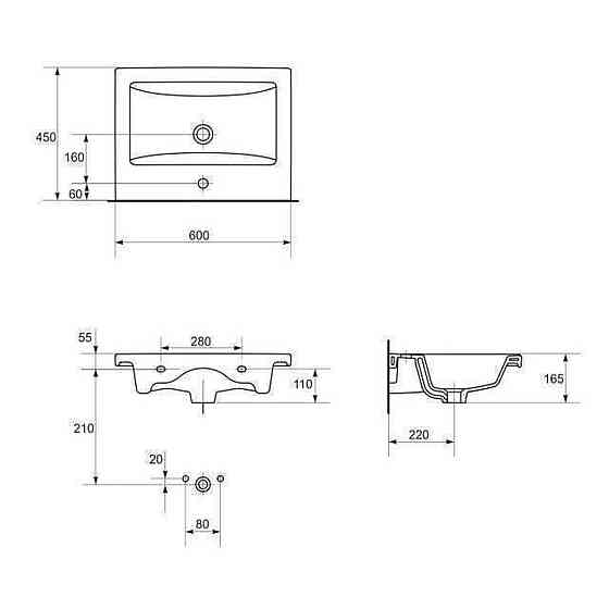 Умывальник мебельный Cersanit COMO 60 (000009749) Киев