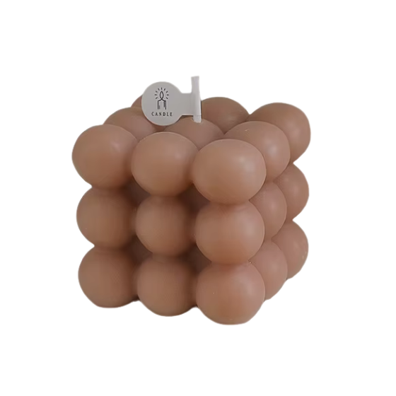 Свічка у формі бульбашковий куб у коричневому кольорі Кам'янець-Подільський