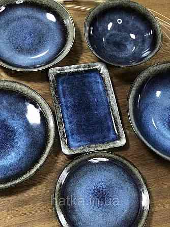 Тарілка Olens "Голден-бей" 23,5Х15,5 см прямокутна кераміка синя для дому та ресторанів Київ