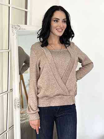 Демісезонна жіноча кофтинка "Alisia" оптом | Норма і батал | Розпродаж моделі Мокко, 46-48 Київ