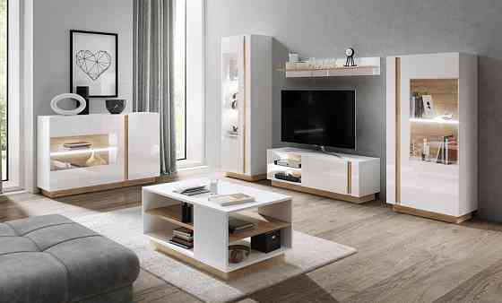 Тумба під телевізор Perfect Home Арко / Arco 1-дверна 1D/138 Білий глянець/дуб грандсон (PFH-091036) Дніпро