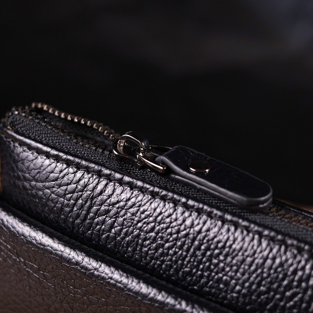 Стильний клатч для чоловіків із натуральної шкіри Чорний (CANPELLINI) Київ - фото 4