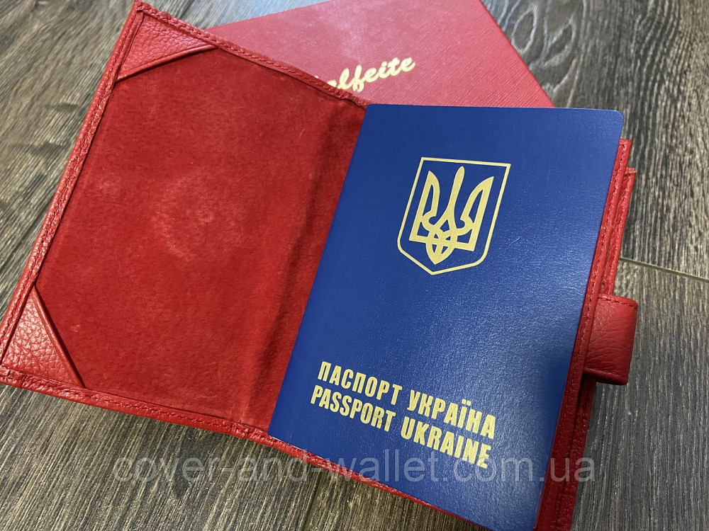 Шкіряний жіночий гаманець з відділенням для паспорта червоного кольору з бантом Salfeite Київ - фото 7