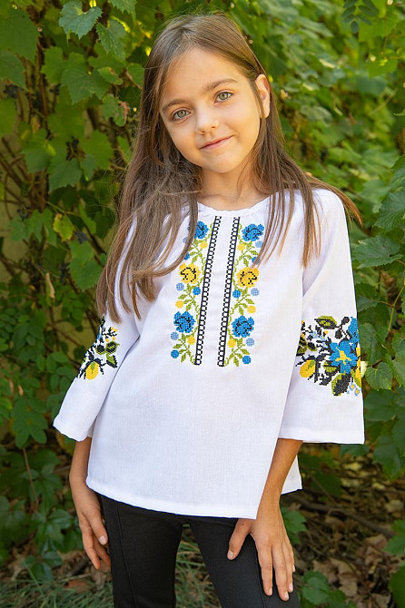 Вышиванка женская, льняная, белая, с длинным рукавом топ Киев - изображение 9