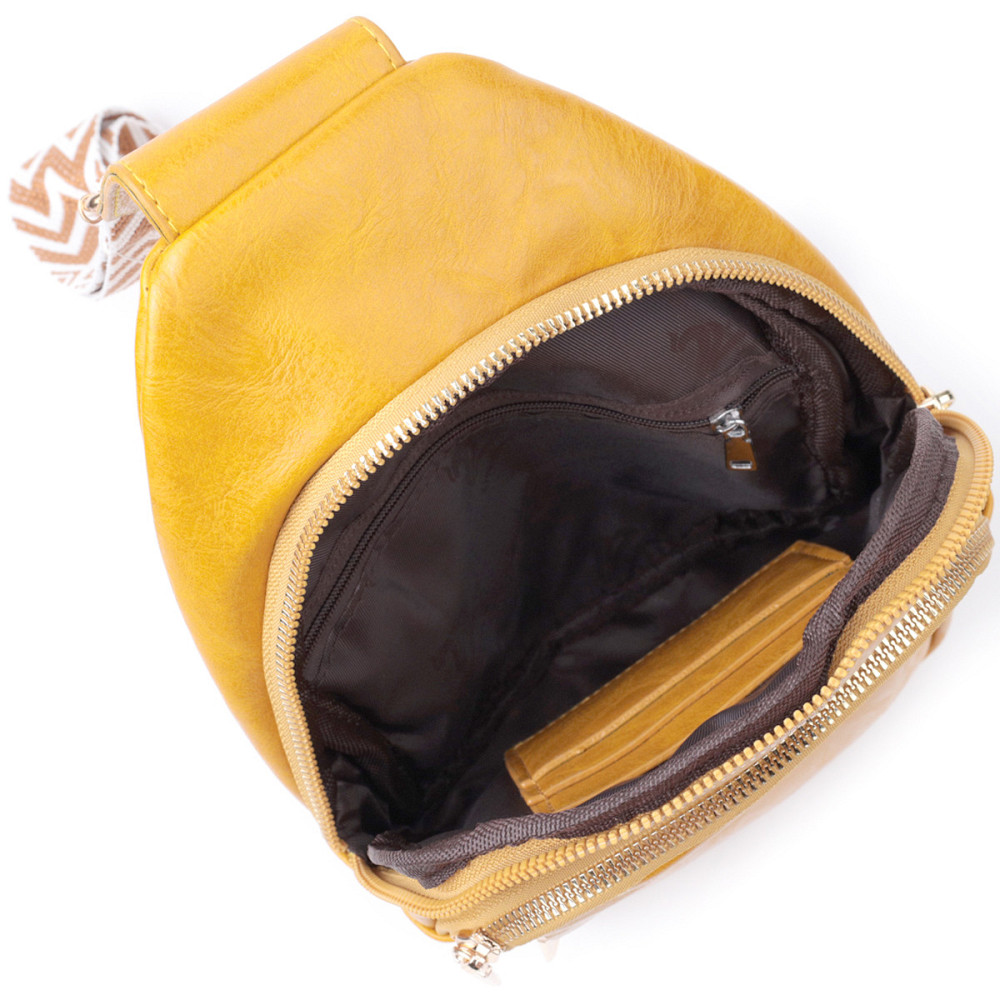 Яркая женская сумка с одной лямкой через плечо из гладкой экокожи Vintage 22769 Желтый Киев - изображение 7