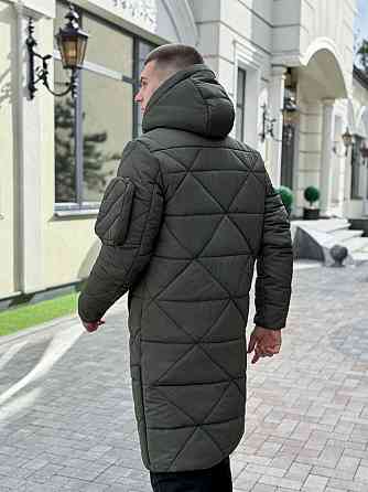 Чоловіча зимова куртка подовжена з капюшоном хакі Pobedov Zmist Київ