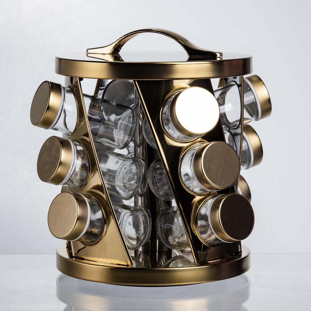 Карусель для спецій на 12 баночок, золота Київ - фото 1