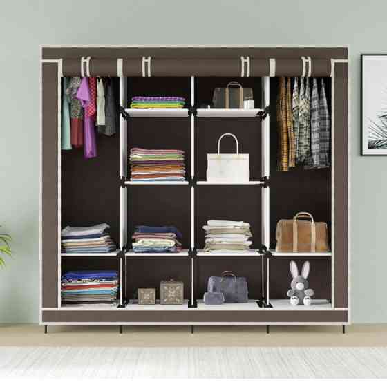 Тканевый шкаф для белья 170*45*170см Storage Rack, Каркасный шкаф для одежды Органайзер вещей WG-13 Львов