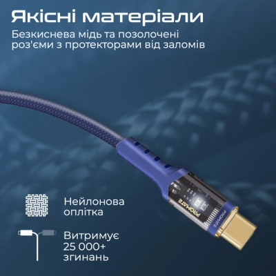 Дата кабель USB-C to USB-C lucidline-cc120.navy Promate (lucidline-cc120.navy) Вінниця - фото 6