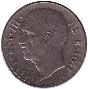 Віктор Еммануїл III. Монета 20 чентезимо. 1943 рік, Італія. Полтава - фото 1