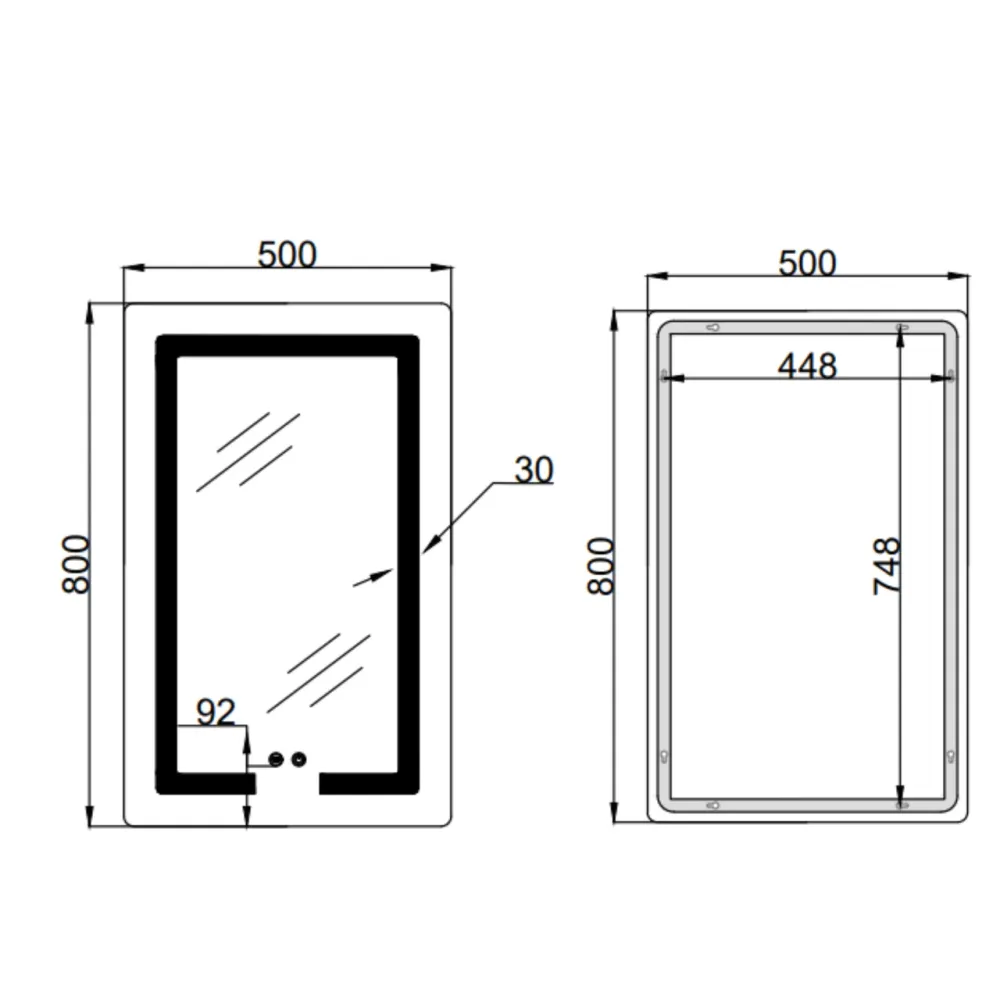 Дзеркало Lidz Kubis (KU2) 500х800 з LED-підсвіткою Touch, з антизапотіванням, з димером, рег. яскравості LD78LF936508048448 Київ - фото 2