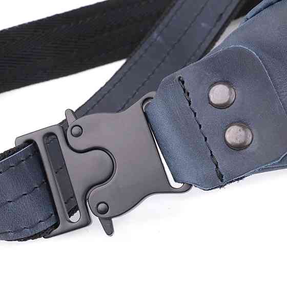 Чоловіча зручна бананка з натуральної вінтажної шкіри Shvigel 23132 Синій Київ