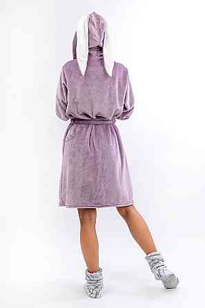 Халат с ушками для подростков теплый, сиреневый Киев