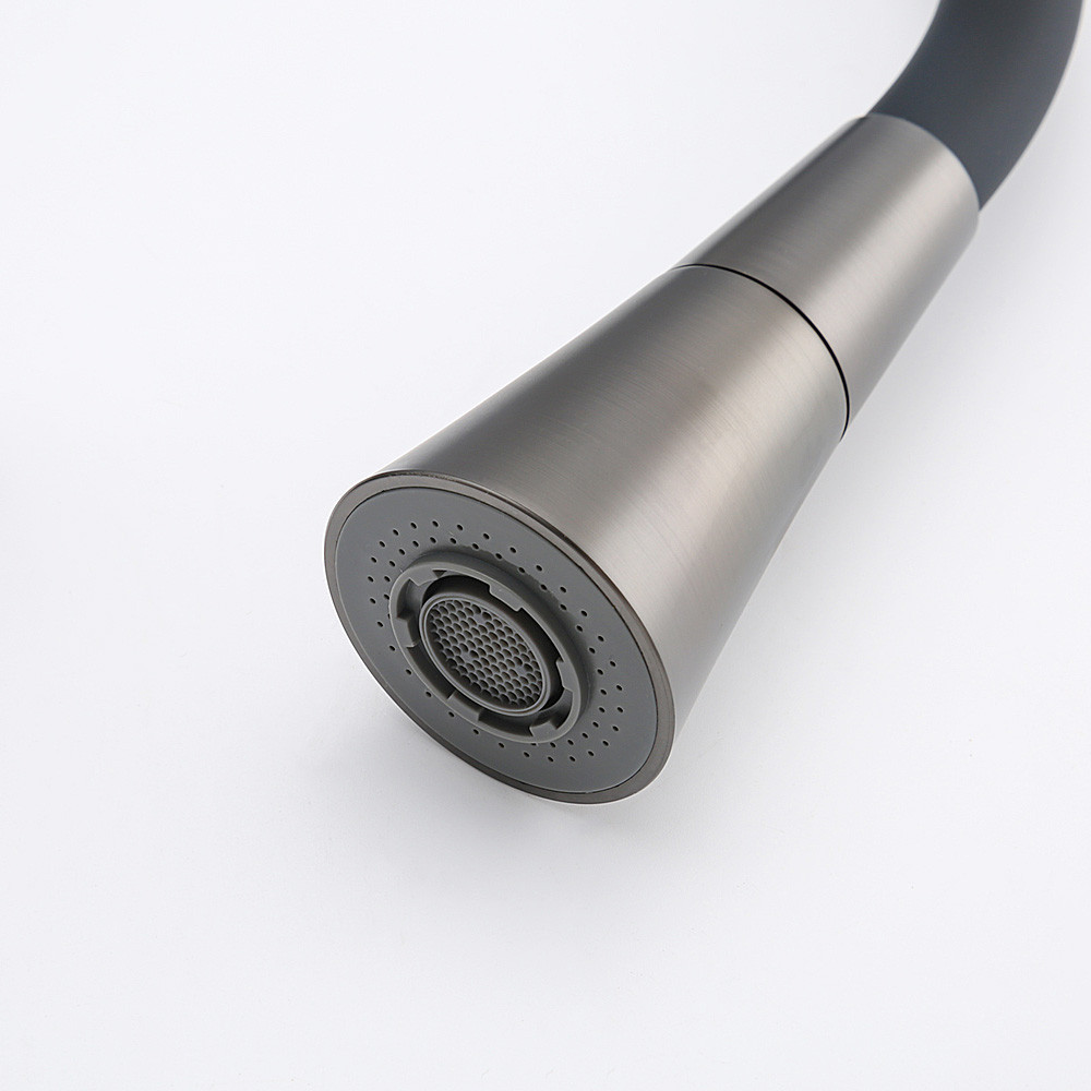 Змішувач для кухні Frap F4462 з гнучким виливом, графіт/чорний Київ - фото 6