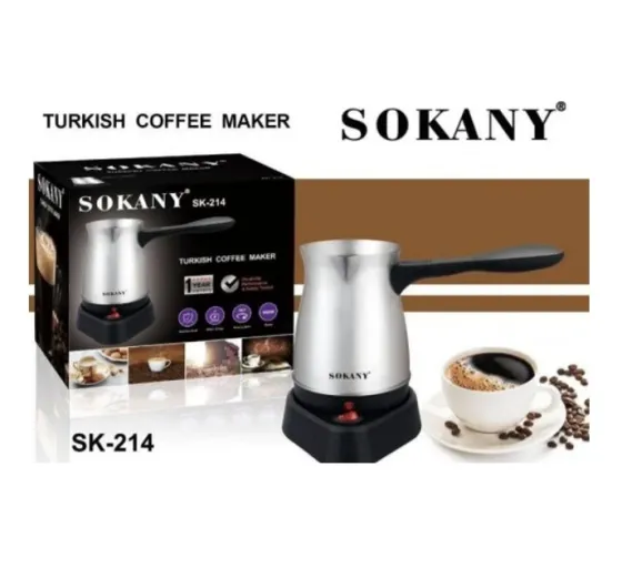 Sokany SK-214 кофеварка-турка, компактная, мощная, 5 чашек, легкая очистка, питание 220-240 В Киев