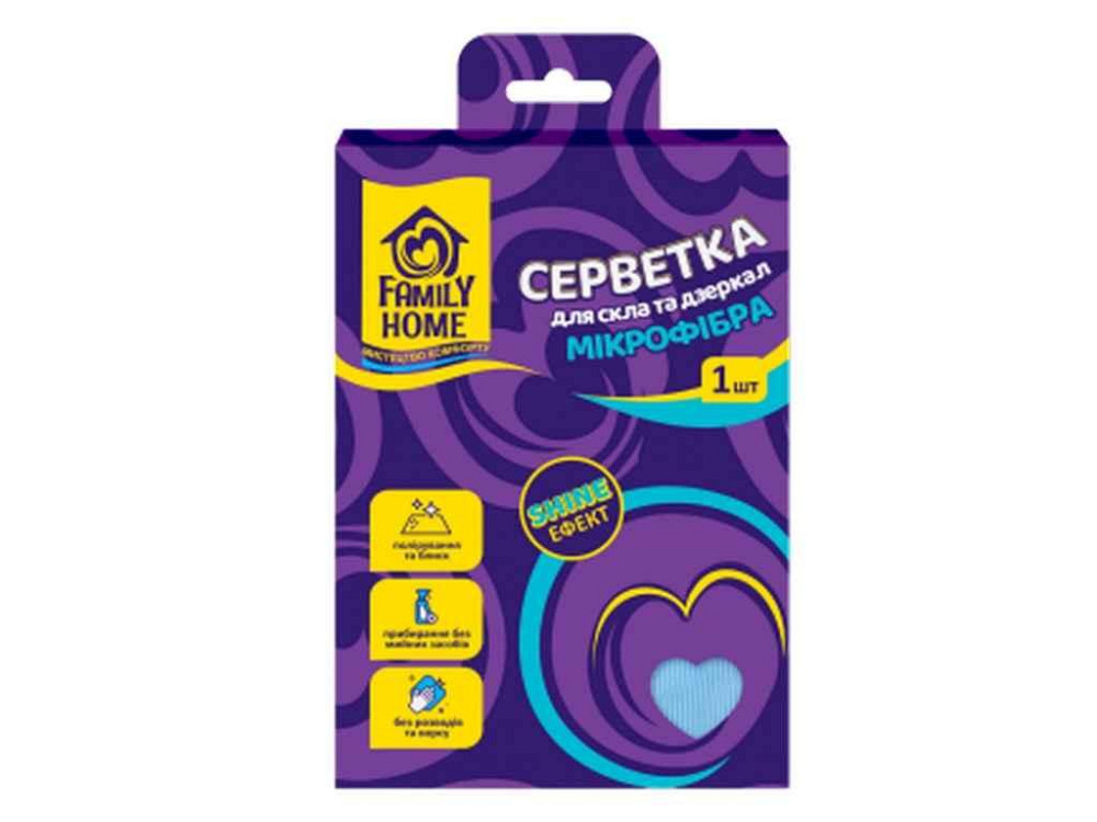 Серветка для прибирання 1шт д/скла та дз Shine Ефект ТМ Family Home   Solmir Київ - фото 1
