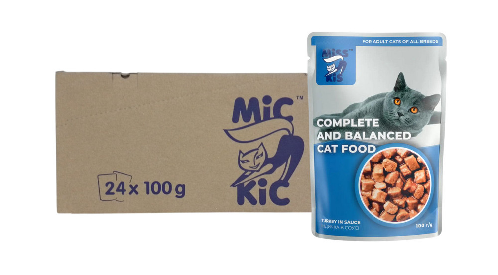 Мис Кис влажный корм для кошек с индейкой в соусе 100 г (блок 24 шт) Винница - изображение 1